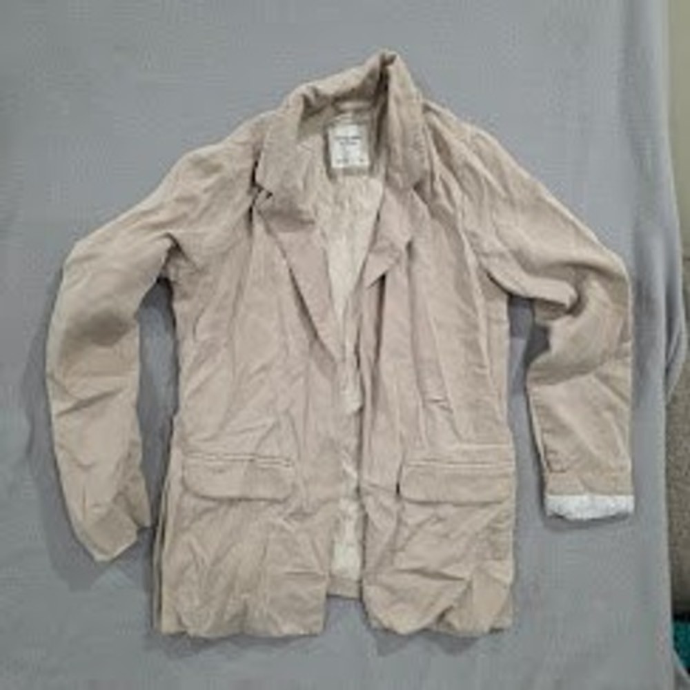 Abercrombie & Fitch Tan Blazer Jacket Womens Small Khaki Beige Neutral Academia